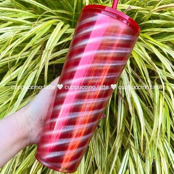 ❤️LAST ONE🤍Starbucks 2023 Holiday Candy Cane Gift Wrap Glitter Striped Tumbler - Picture 2 of 6